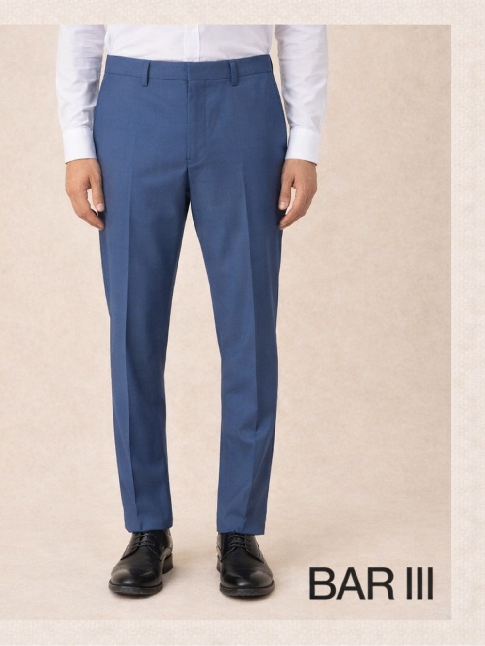 Bar III Slim Fit Wool Dress Pants Blue 36x34